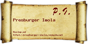 Presburger Imola névjegykártya